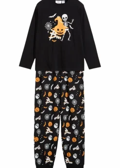 bonprix Jungen·Nachtwäsche|Mädchen·Nachtwäsche|Pyjama aus weicher Baumwolle (2-tlg. Set) schwarz bedruckt