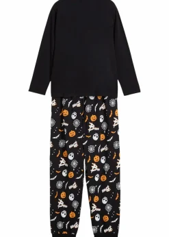 bonprix Jungen·Nachtwäsche|Mädchen·Nachtwäsche|Pyjama aus weicher Baumwolle (2-tlg. Set) schwarz bedruckt