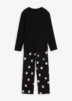 bonprix Jungen·Nachtwäsche|Pyjama aus weicher Baumwolle (2-tlg. Set) schwarz bedruckt