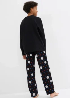 bonprix Jungen·Nachtwäsche|Pyjama aus weicher Baumwolle (2-tlg. Set) schwarz bedruckt