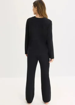 bonprix Wäsche·Nachtwäsche|Nachtwäsche|Pyjama aus weicher Baumwolle schwarz