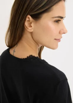 bonprix Wäsche·Nachtwäsche|Nachtwäsche|Pyjama aus weicher Baumwolle schwarz