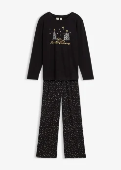 Pyjama aus weicher Baumwolle mit Glitzerdruck|bonprix Online