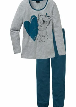 bonprix Wäsche·Nachtwäsche|Nachhaltigere Materialien|Pyjama mit Bio-Baumwolle blaupetrol bedruckt