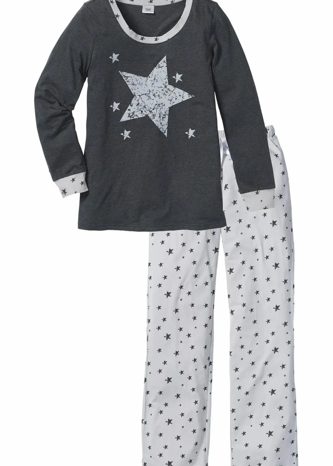 bonprix Wäsche·Nachtwäsche|Nachhaltigere Materialien|Pyjama mit Bio-Baumwolle anthrazit meliert