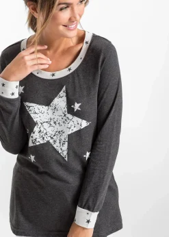 bonprix Wäsche·Nachtwäsche|Nachhaltigere Materialien|Pyjama mit Bio-Baumwolle anthrazit meliert