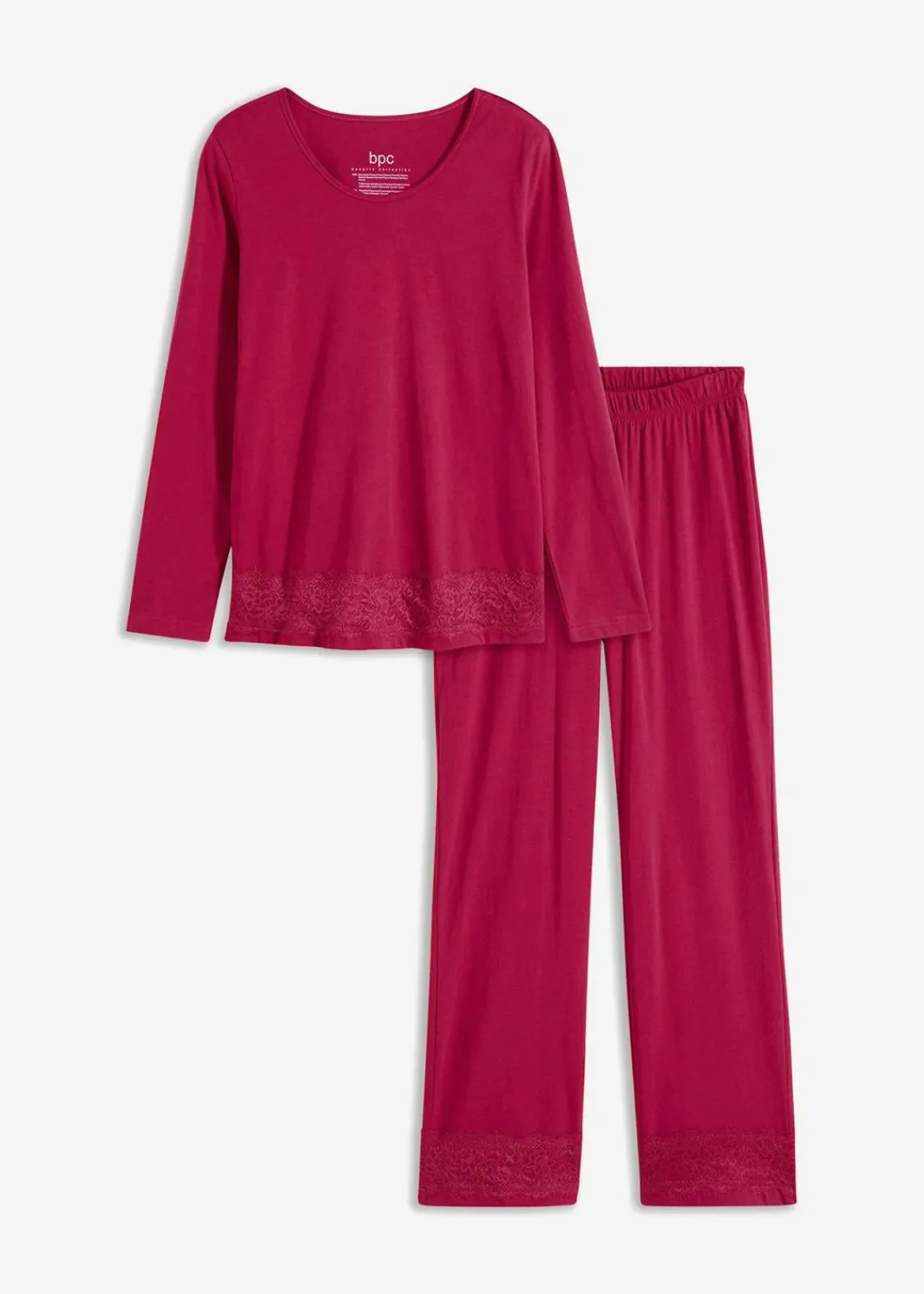 bonprix Wäsche·Nachtwäsche|Nachtwäsche|Pyjama mit dezenter Spitze magenta