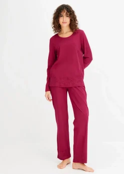 bonprix Wäsche·Nachtwäsche|Nachtwäsche|Pyjama mit dezenter Spitze magenta