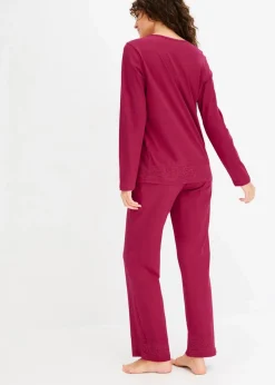 bonprix Wäsche·Nachtwäsche|Nachtwäsche|Pyjama mit dezenter Spitze magenta