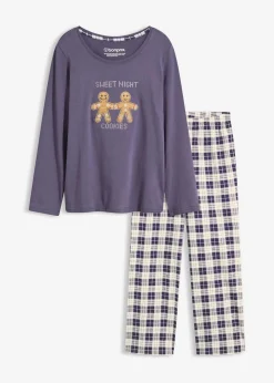 bonprix Wäsche·Nachtwäsche|Nachtwäsche|Pyjama mit Flanellhose blaubeere kariert