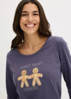 bonprix Wäsche·Nachtwäsche|Nachtwäsche|Pyjama mit Flanellhose blaubeere kariert