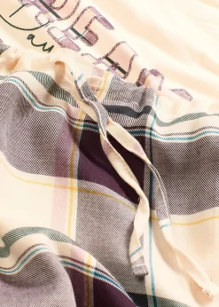 bonprix Wäsche·Nachtwäsche|Nachtwäsche|Pyjama mit weicher Webhose und Geschenktasche naturbeige/holunderbeere kariert