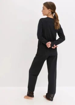 bonprix Wäsche·Nachtwäsche|Nachtwäsche|Pyjama mit zarter Spitze schwarz