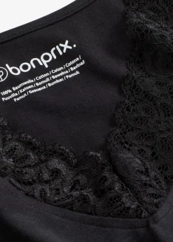 bonprix Wäsche·Nachtwäsche|Nachtwäsche|Pyjama mit zarter Spitze schwarz