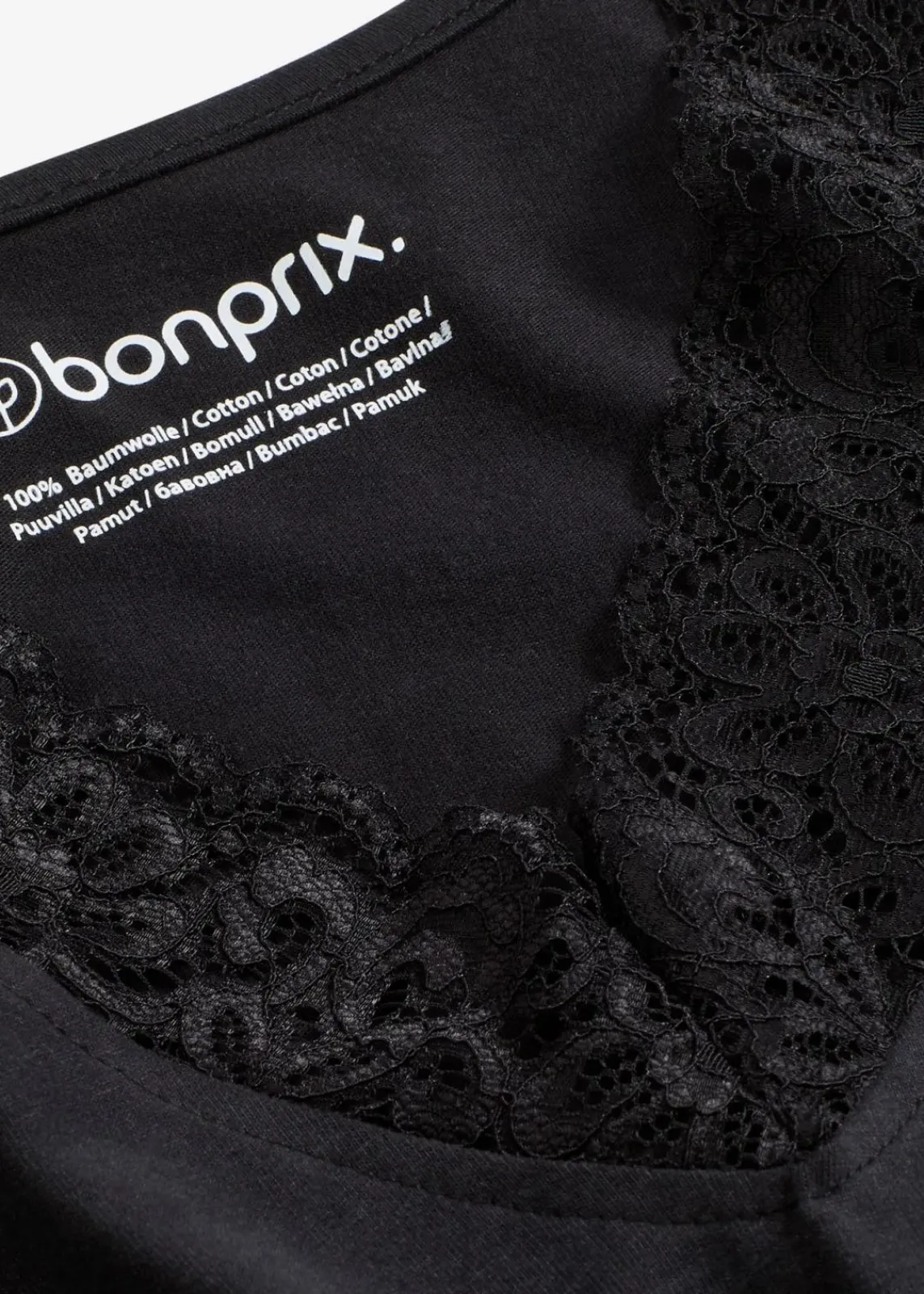 bonprix Wäsche·Nachtwäsche|Nachtwäsche|Pyjama mit zarter Spitze schwarz