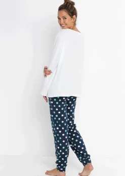 bonprix Wäsche·Nachtwäsche|Nachhaltigere Materialien|Pyjamahose dunkelblau gepunktet