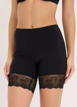 bonprix Wäsche·Radler & Oberschenkelschutz|Wäsche·Socken & Strumpfhosen|Radler „Anti Scheuern“ aus kühlendem Polyamid mit Spitzenbein schwarz