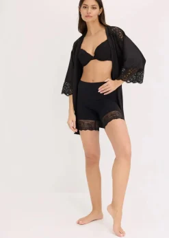 bonprix Wäsche·Radler & Oberschenkelschutz|Wäsche·Socken & Strumpfhosen|Radler „Anti Scheuern“ aus kühlendem Polyamid mit Spitzenbein schwarz