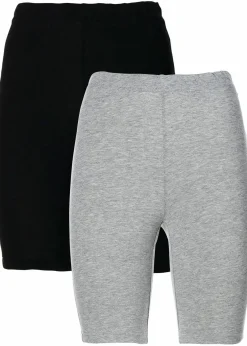 bonprix Hosen|Basics|Radlerhose (2er Pack) hellgrau meliert+schwarz