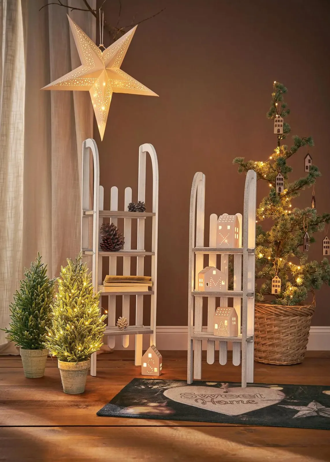 bonprix Regale|Weihnachtsdeko & -Textilien·Dekoration|Regal in Schlittenform natur