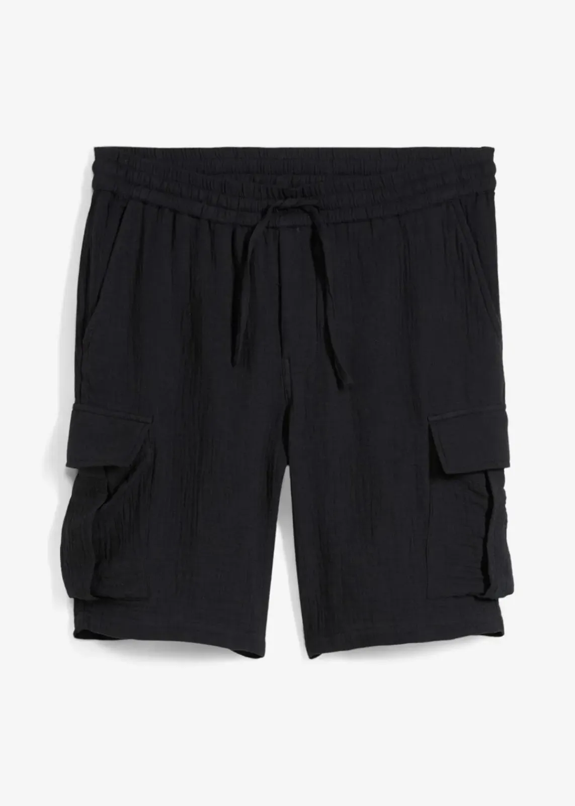 bonprix Hosen|Shorts|Regular Fit Bermuda aus luftigem Musselin schwarz