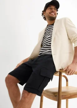 bonprix Hosen|Shorts|Regular Fit Bermuda aus luftigem Musselin schwarz