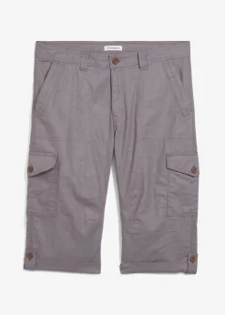 bonprix Hosen|Shorts|Regular Fit Cargo-Long-Bermuda aus luftigem Leinen-Mix rauchgrau