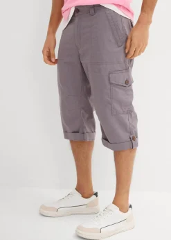 bonprix Hosen|Shorts|Regular Fit Cargo-Long-Bermuda aus luftigem Leinen-Mix rauchgrau