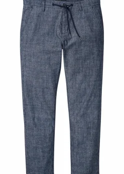 bonprix Große Größen|Hosen|Regular Fit Chambray-Chinohose aus reiner Baumwolle, Straight dunkelblau meliert
