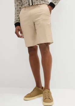 bonprix Hosen|Shorts|Regular Fit Chino-Bermuda aus luftigem Leinen-Mix sand