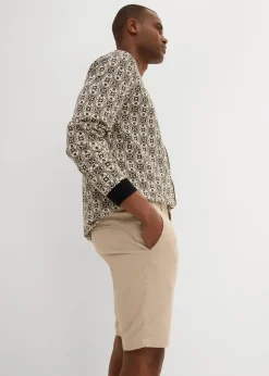 bonprix Hosen|Shorts|Regular Fit Chino-Bermuda aus luftigem Leinen-Mix sand