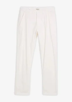 bonprix Große Größen|Hosen|Regular Fit Chinohose aus reinem Leinen, Straight weiß