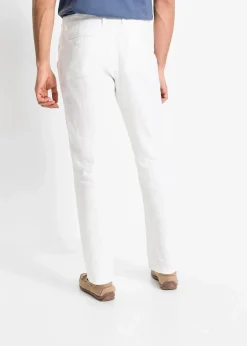 bonprix Große Größen|Hosen|Regular Fit Chinohose aus reinem Leinen, Straight weiß