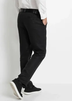bonprix Große Größen|Hosen|Regular Fit Chinohose aus reinem Leinen, Straight schwarz