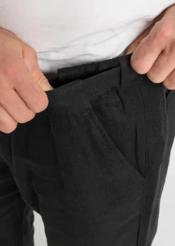 bonprix Große Größen|Hosen|Regular Fit Chinohose aus reinem Leinen, Straight schwarz