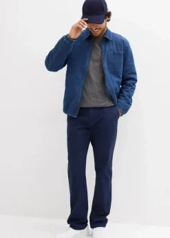 bonprix Hosen|Basics|Regular Fit Chinohose aus reiner Baumwolle, Straight dunkelblau