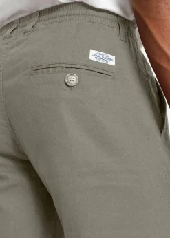 bonprix Große Größen|Hosen|Regular Fit Chinohose aus luftigem Leinen-Mix, Straight raucholiv