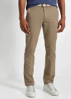 bonprix Große Größen|Basics|Regular Fit Chinohose mit Komfortbund und Gürtel, Straight new khaki