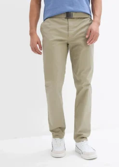 Regular Fit Chinohose mit Komfortbund und Gürtel, Straight|bonprix