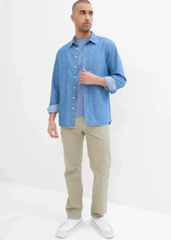 Regular Fit Chinohose mit Komfortbund und Gürtel, Straight|bonprix