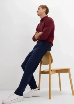 bonprix Große Größen|Hosen|Regular Fit Cordhose aus recyclingfähigem Bio-Baumwollstretch, Tapered dunkelblau