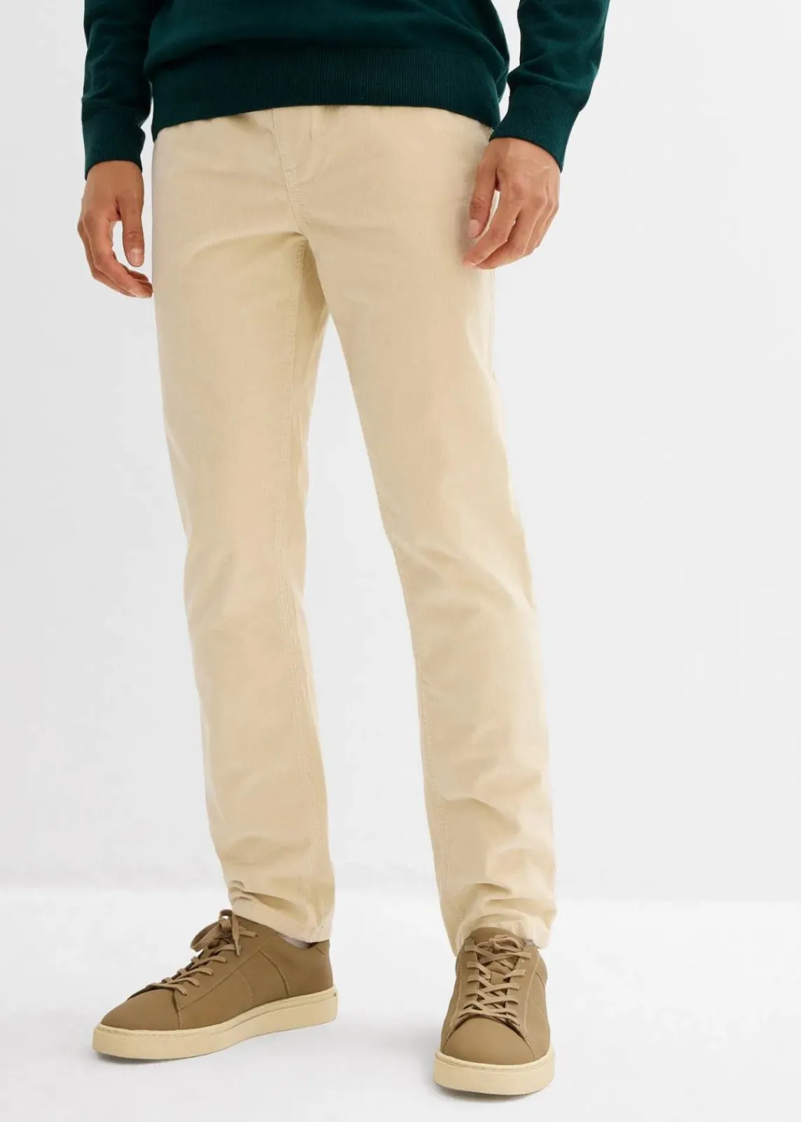 bonprix Große Größen|Hosen|Regular Fit Cord-Schlupfhose, Straight hellsand