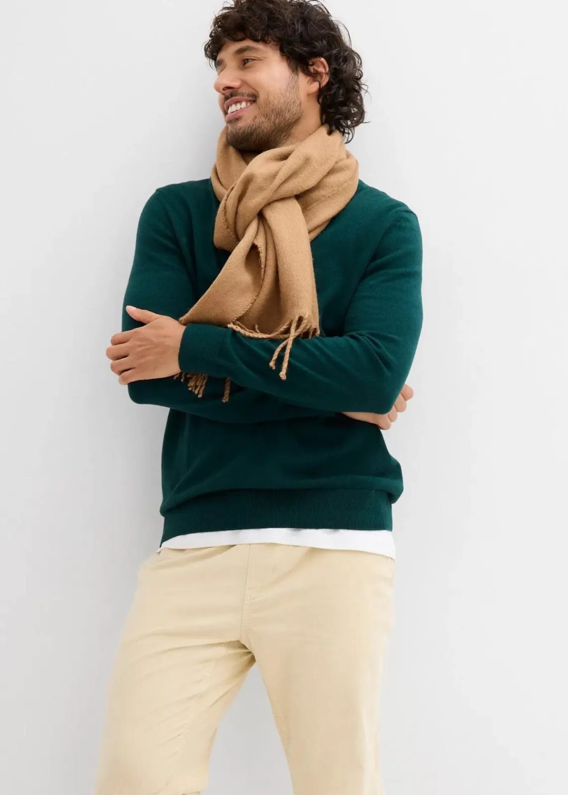 bonprix Große Größen|Hosen|Regular Fit Cord-Schlupfhose, Straight hellsand