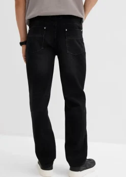 bonprix Jeans|Große Größen|Regular Fit Jeans aus reiner Baumwolle mit Komfortbund, Straight schwarz denim