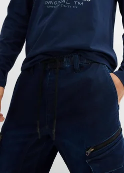 bonprix Große Größen|Sweat|Regular Fit Jeans-Jogger mit Komfortbund, Straight dunkelblau denim