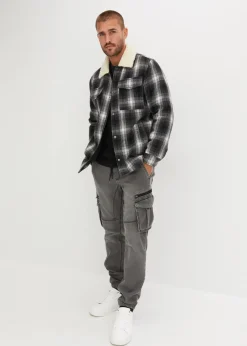 bonprix Jeans|Sweat|Regular Fit Jeans-Jogger mit Komfortbund, Straight grau denim