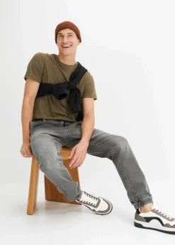 bonprix Große Größen|Jeans|Regular Fit Jeans-Jogger mit Komfortbund, Straight grau denim