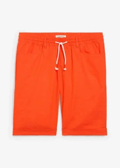 bonprix Große Größen|Shorts|Regular Fit Schlupf-Bermuda aus luftigem Leinen-Mix orange