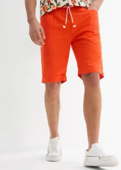 bonprix Große Größen|Shorts|Regular Fit Schlupf-Bermuda aus luftigem Leinen-Mix orange