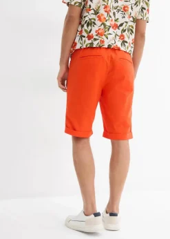 bonprix Große Größen|Shorts|Regular Fit Schlupf-Bermuda aus luftigem Leinen-Mix orange